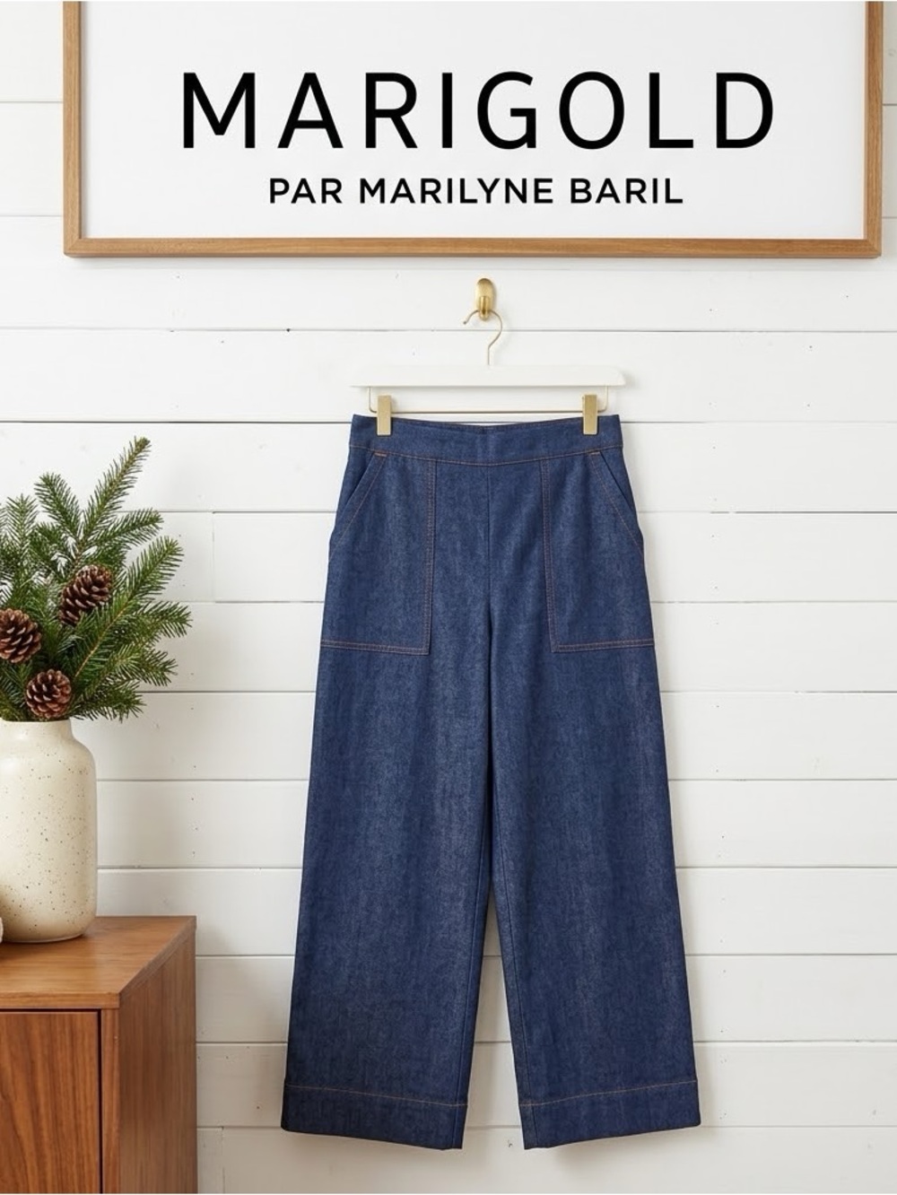 Marigold Wide-Leg Denim Pants - Size M